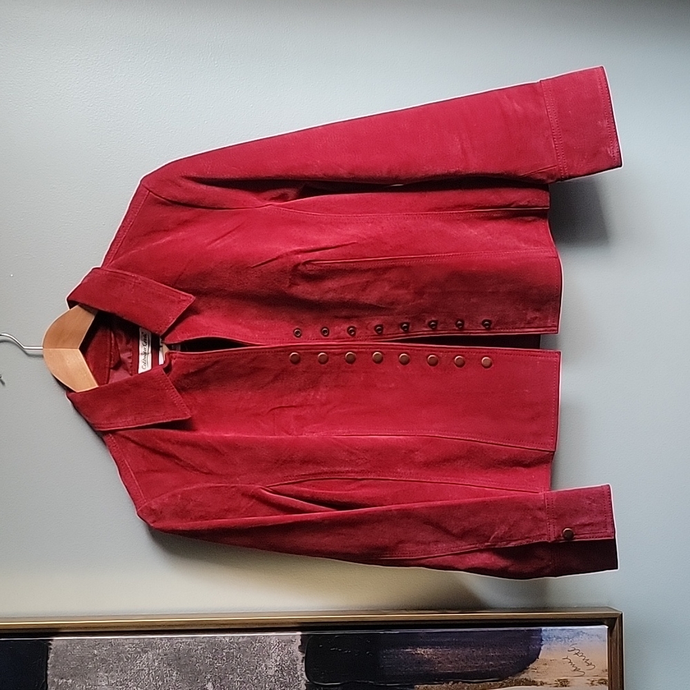 Coldwater Creek Red Leather Jacket Size PM